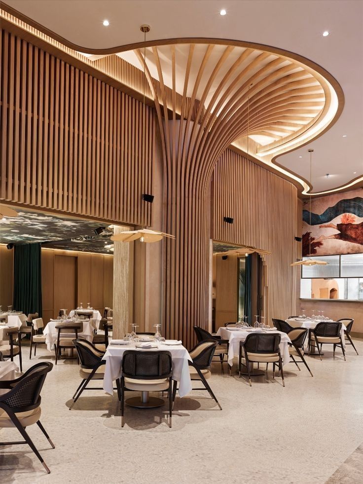 Theme Cafe Dining Space featuring Acoustic Brick Finish & Greenery Accents #7